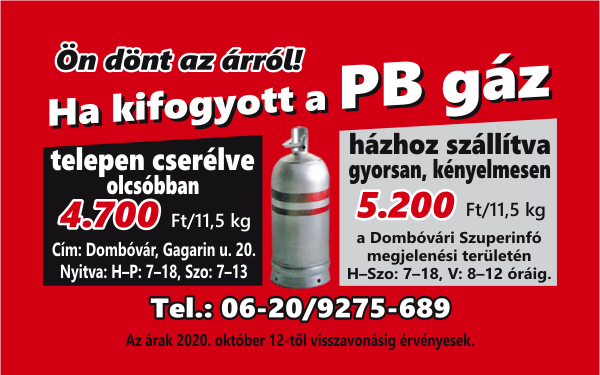 Gyorsan házhoz is szállítjuk a PB gázt Dombóváron és környékén!